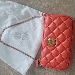 Versace Quilted Leather Bag with Gold Chain